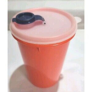 Vintage Tupperware 321-7  Orange Storage Container Lid & Blue Snap